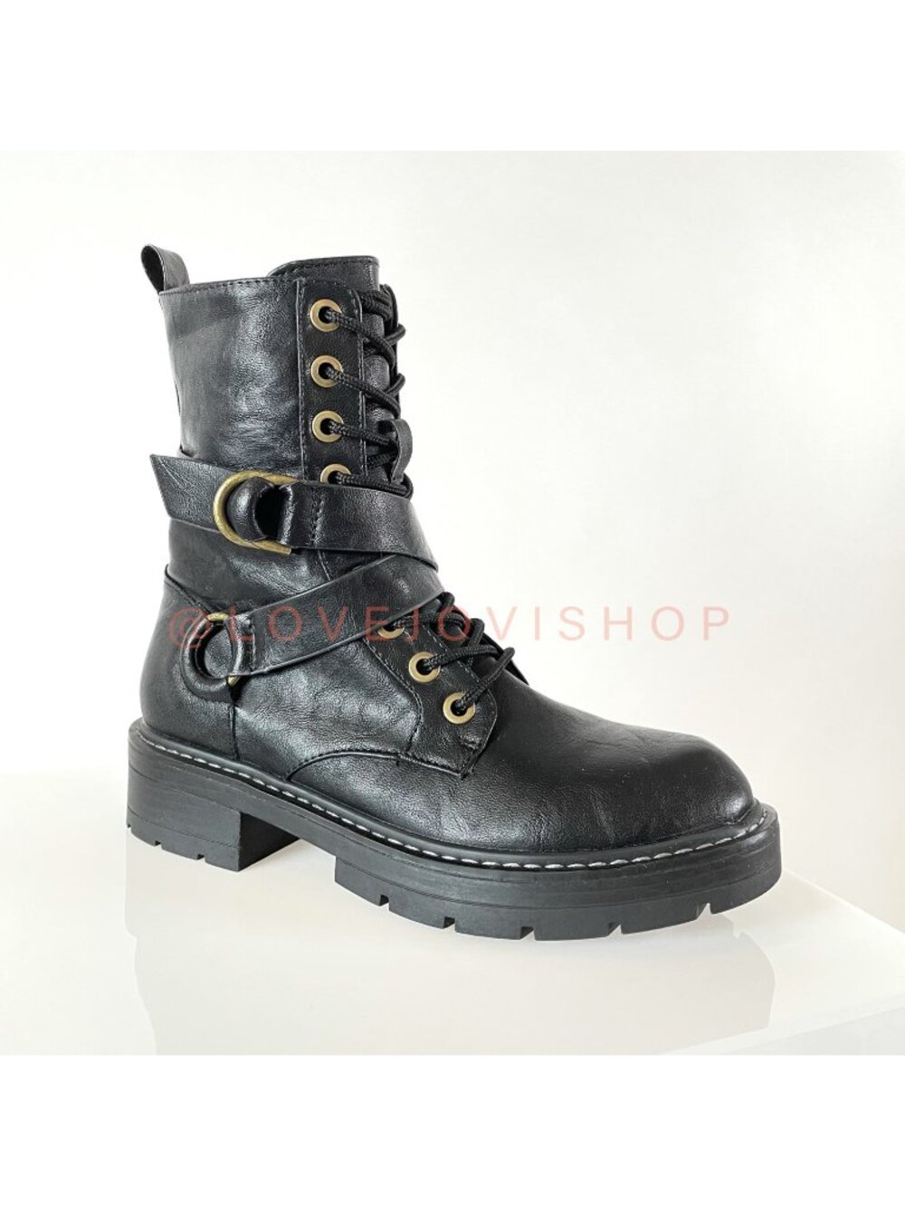 Streetwear | Cardi B x Seven Black Army Combat Boots | Multi-Buckle Like Docs